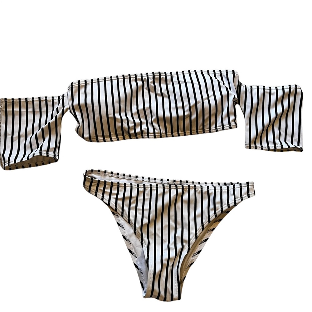 Black and White Stripe Bikini Size M